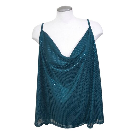 Addition Elle Womens NEW Draped Front Sequins Camisole Top Plus 3X Emerald Green - Picture 1 of 6